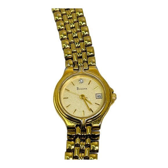 Vintage Bulova Women's Quartz Diamond Accent Gold Tone Ladies Analog Watch - Picture 8 of 15